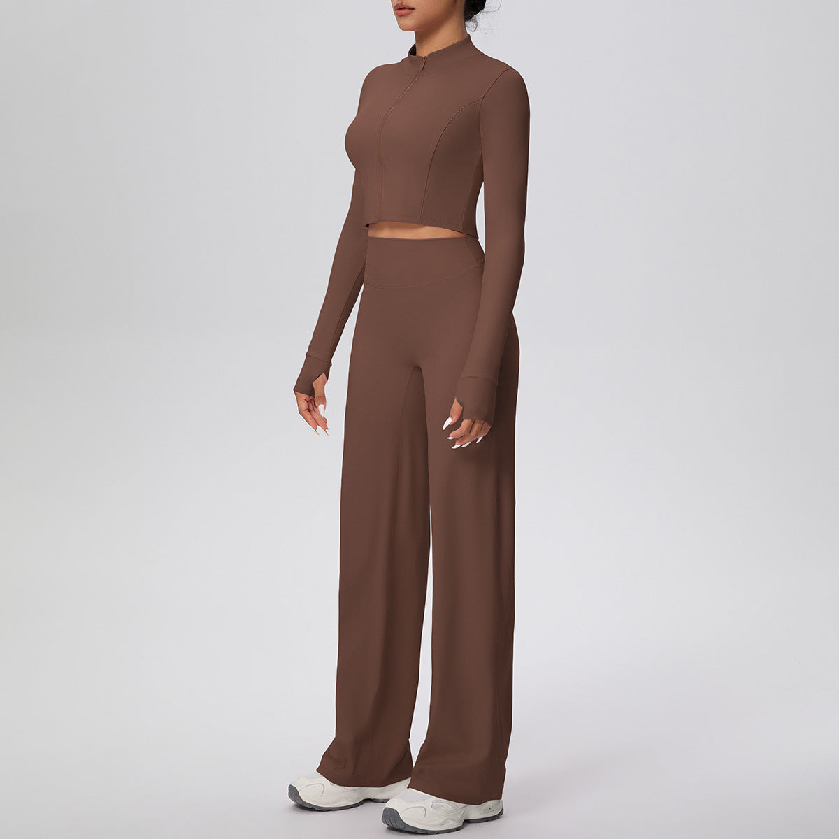 Micro Brushed  Zipper Jacket Sports Long Sleeve Running - Modestly Vogue 