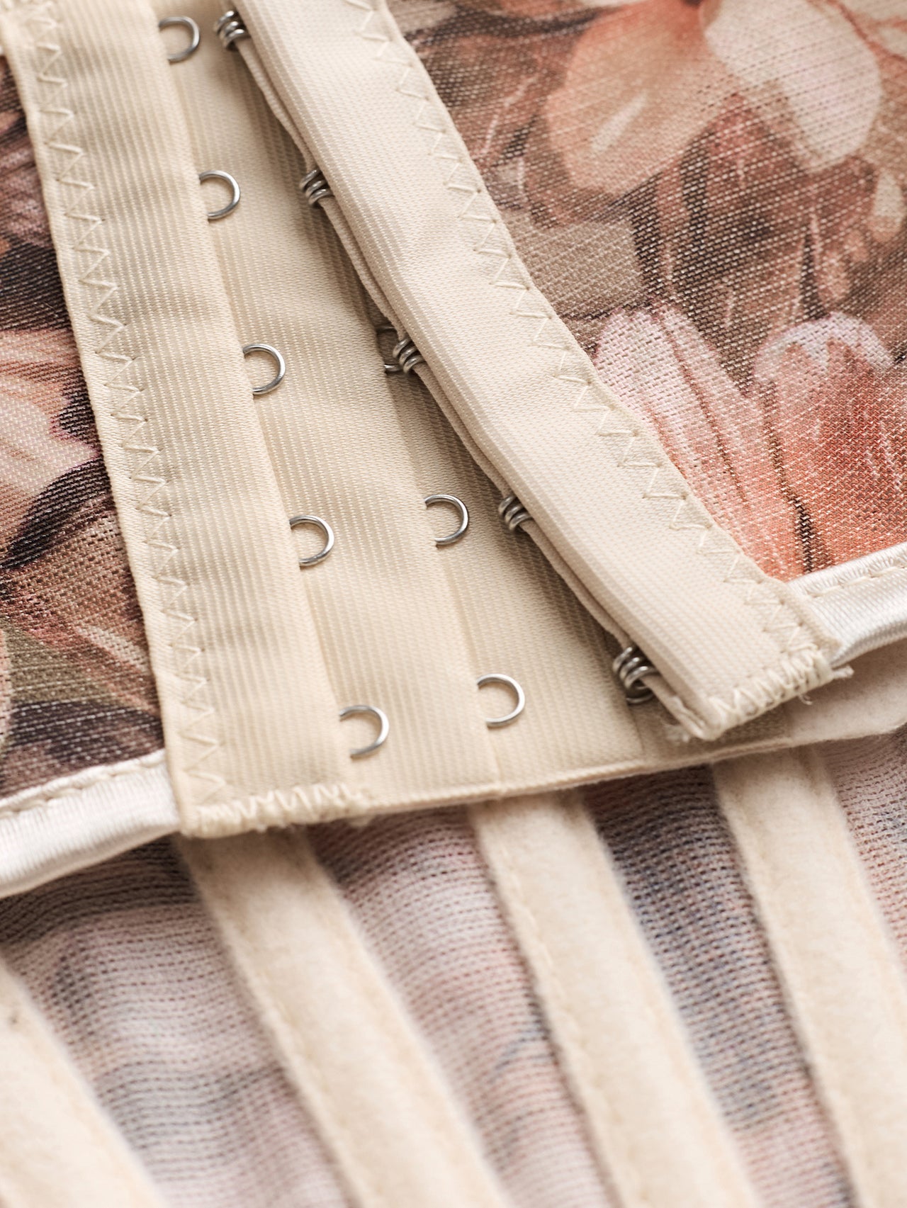 Mesh Floral Print Steel Ring Boning Corset Short Strapless Vest Underwear Sexy Spaghetti Straps Slimming - Modestly Vogue 