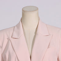 V-Neck Pink Mesh Stitching Long Sleeve Women’s Blazer - Modestly Vogue 