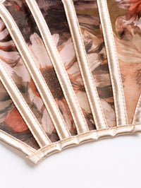 Mesh Floral Print Steel Ring Boning Corset Short Strapless Vest Underwear Sexy Spaghetti Straps Slimming - Modestly Vogue 