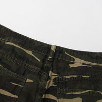 Earthtone High Street Retro Denim Camouflage Pants - Multi Pocket Workwear for Women