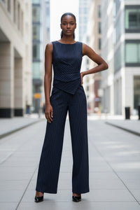 Pinstripe Structured Pant Set - Modestly Vogue 