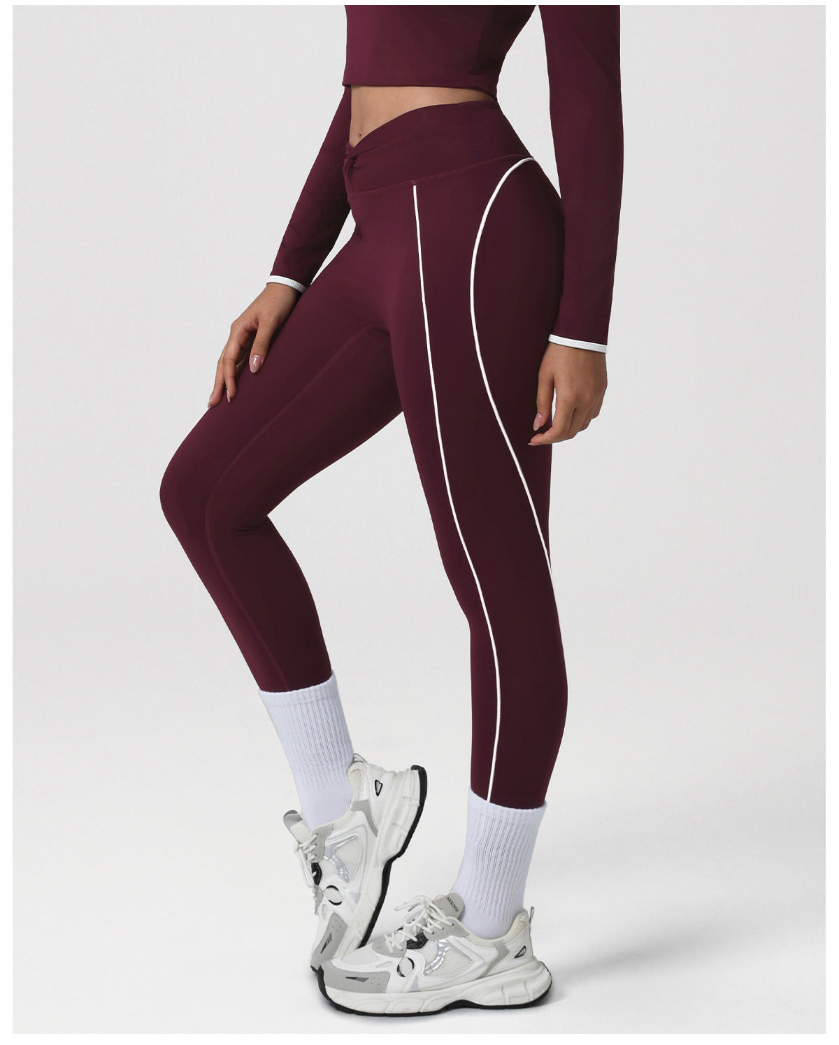 Autumn Winter Nude Feel Contrast Color Yoga Ninth Pants Autumn Winter Sports Workout Clothes Women Running Workout Trousers