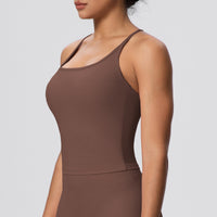 H-Shaped Beauty Back Spaghetti Strap Yoga Vest | Padded Workout Top - Modestly Vogue 