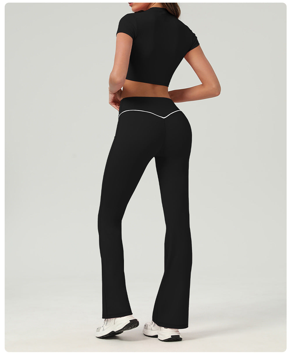 High-Waist Quick-Drying Yoga Trousers – Wide Leg Bell Bottoms for Women