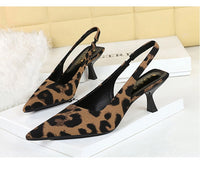 Kitten Heel Slingback PU Leather Closed Toe Heels Sandals Shoes - Modestly Vogue 