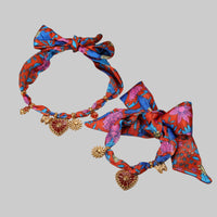 Elegant Colorful Scarf Series Stainless Steel Embellished Heart-Shaped Bracelet Set