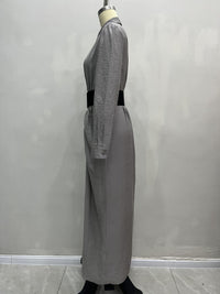 Spring Autumn French Elegant Collared Breasted Shirt Dress with Belt Dress - Modestly Vogue 