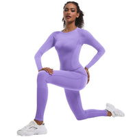 Seamless Knitted Outdoor Cycling Clothing Sports Yoga Long Sleeve Shapewear Ski Sports Sets - Modestly Vogue 