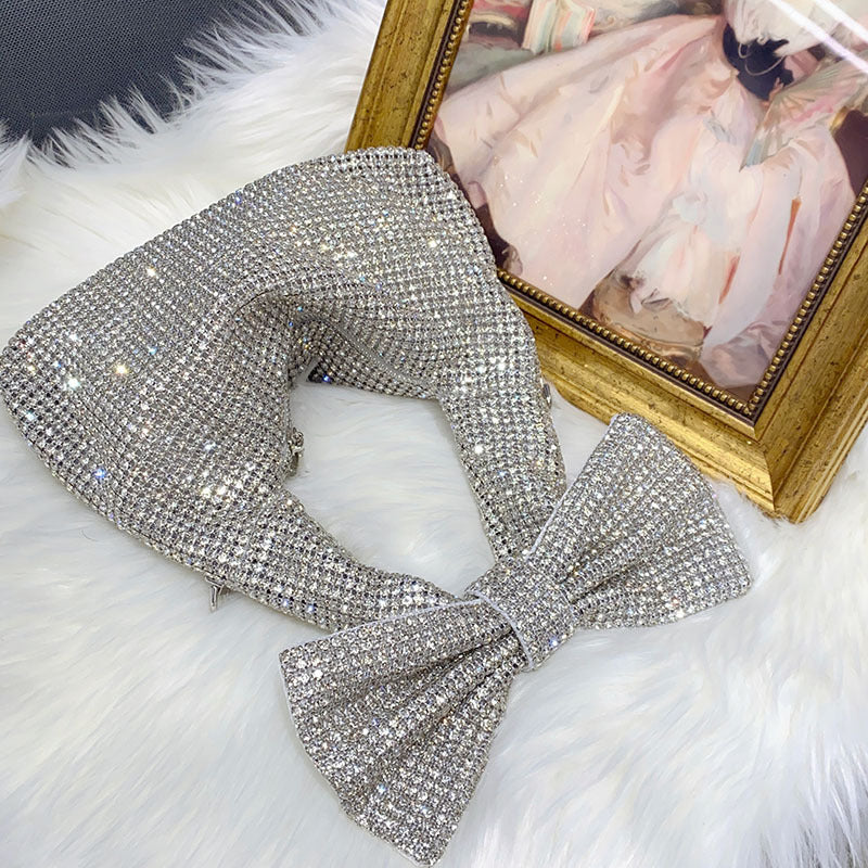 Elegant Bow Trend Shiny Rhinestone Bag Tote Shoulder Bag - Modestly Vogue 