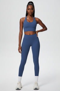 Solid Color Halter Beauty Back Exercise Bra Gathering Vest Running Body Shaping Exercise Workout Pants Yoga Two Piece Sets - Modestly Vogue 