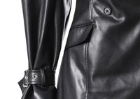 Women’s Faux Leather Stitching Blazer – Loose Autumn Jacket