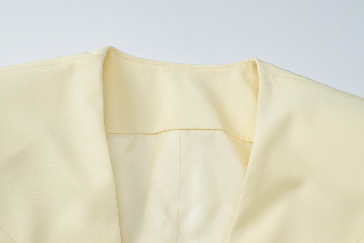 Women Clothing Autumn Elegant Cardigan Button Small Blazers Slim Solid Color Coat - Modestly Vogue 