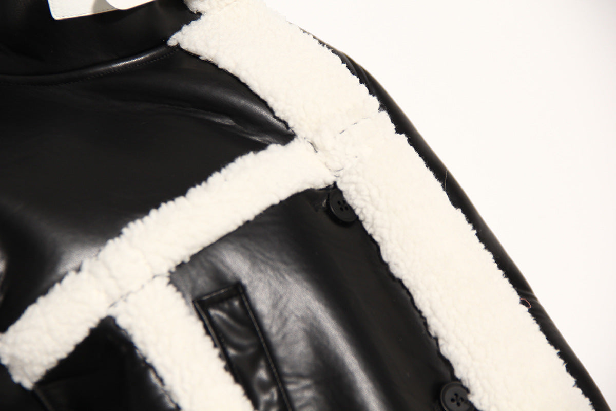 Women’s Color Contrast Patchwork Long Overcoat – Autumn Winter