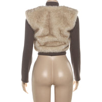Cropped Fur Trim Sweater Jacket - Modestly Vogue 