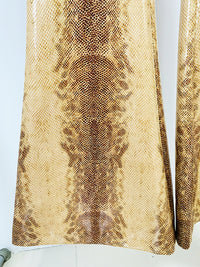 Snakeskin Leather Jacket & Flared Pants | Bold Co-Ord Set - Modestly Vogue 