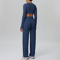 Pink Lace Studio Sculpt Women’s Workout Set – Breathable Long Sleeve & Pants - Modestly Vogue 
