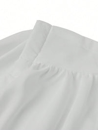 Spring Summer Women Solid Color Single Breasted Drawstring Ruffle Shirt - Modestly Vogue 