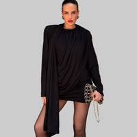 Fall Women’s Round Neck Long Sleeve Sheath Ribbon Dress