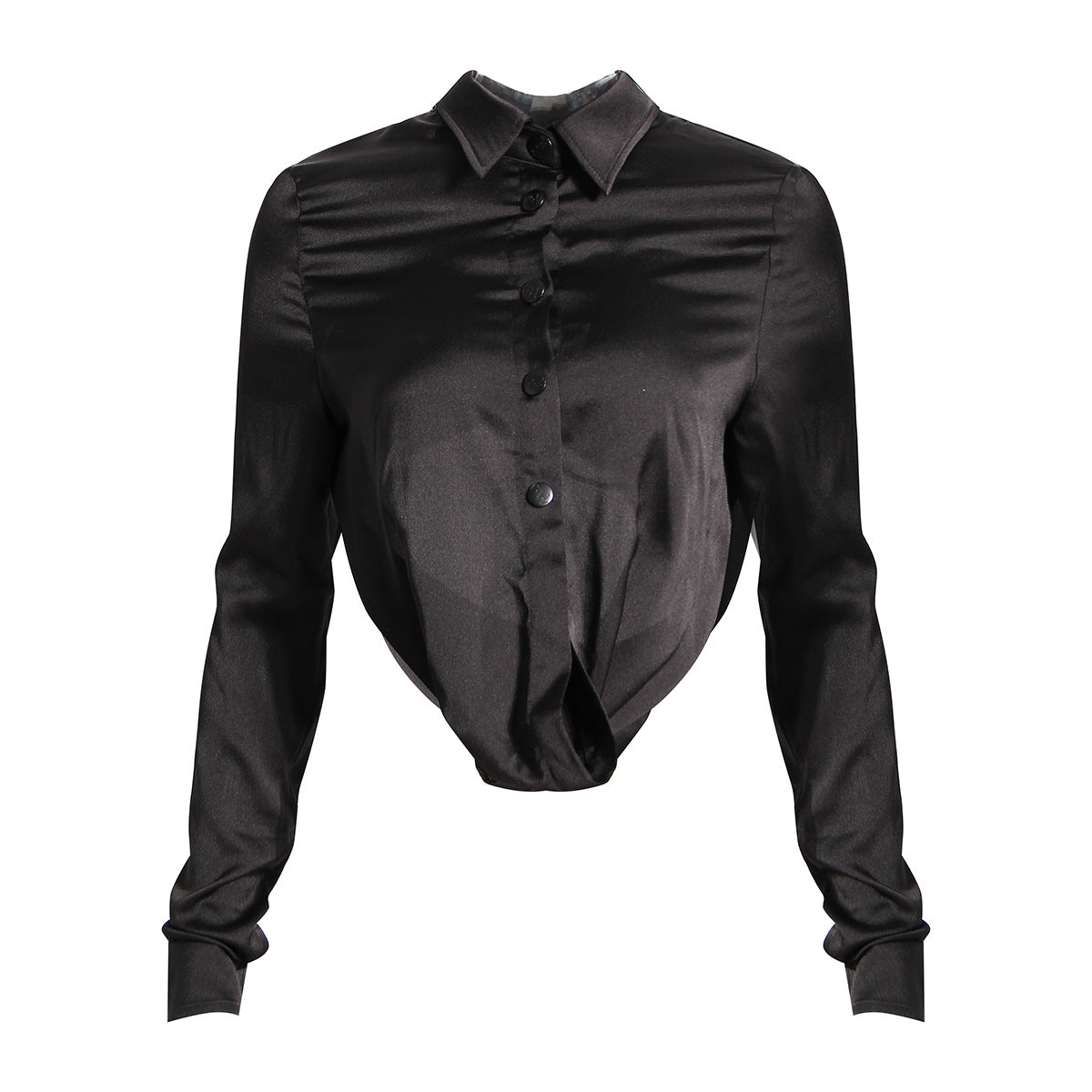 Dark Asymmetric Ruched Two Piece Outfit – Cropped Fall Set - Modestly Vogue 