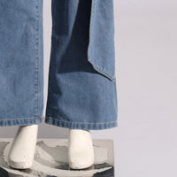 Spring Retro Washed Distressed Stitching Bow Design High Waist Slimming Straight Jeans Women - Modestly Vogue 