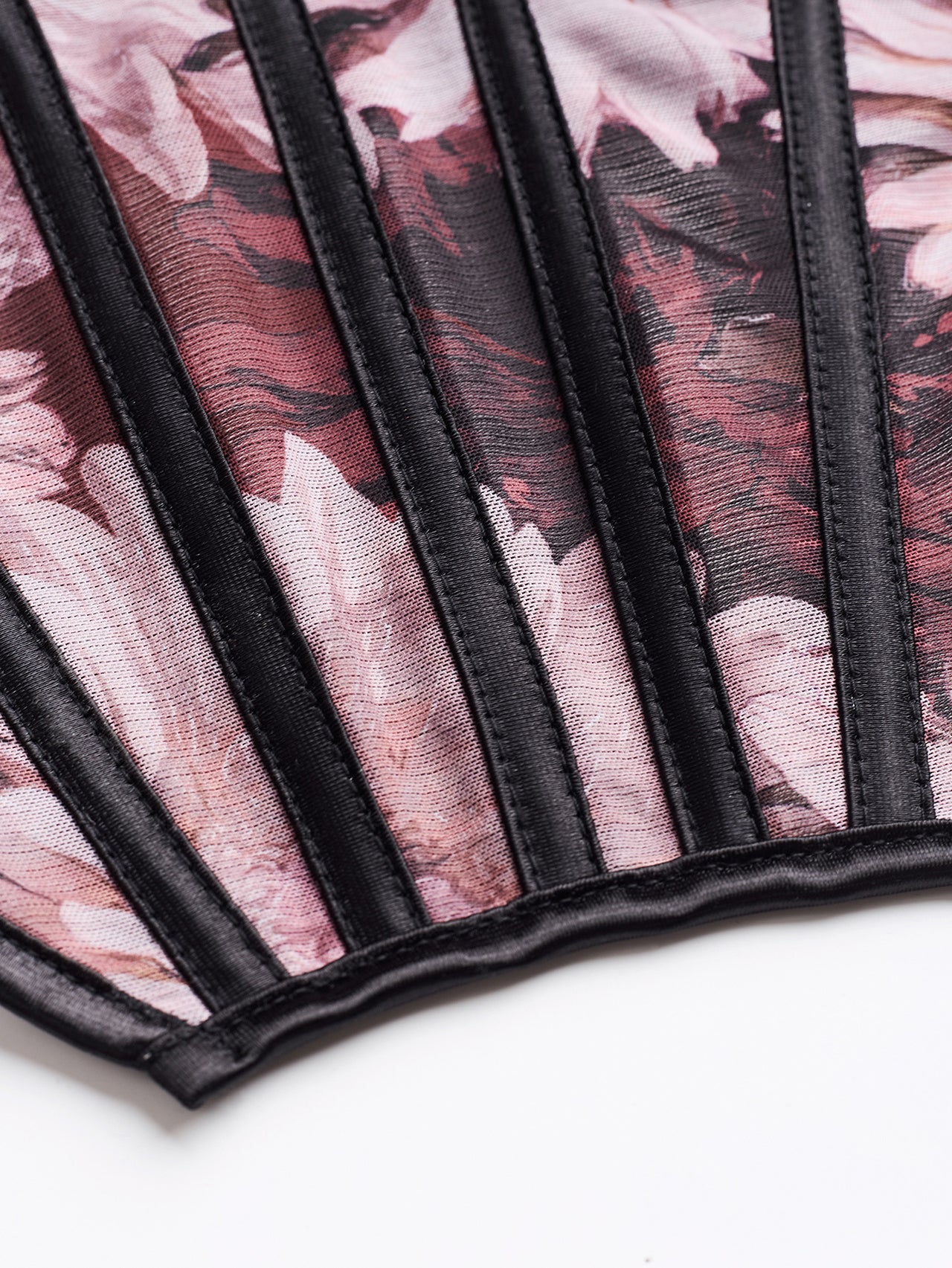 Mesh Floral Print Steel Ring Boning Corset Short Strapless Vest Underwear Sexy Spaghetti Straps Slimming - Modestly Vogue 