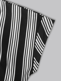 Elegant Women Clothing with Belt Short Sleeve Striped Shirt Dress - Modestly Vogue 
