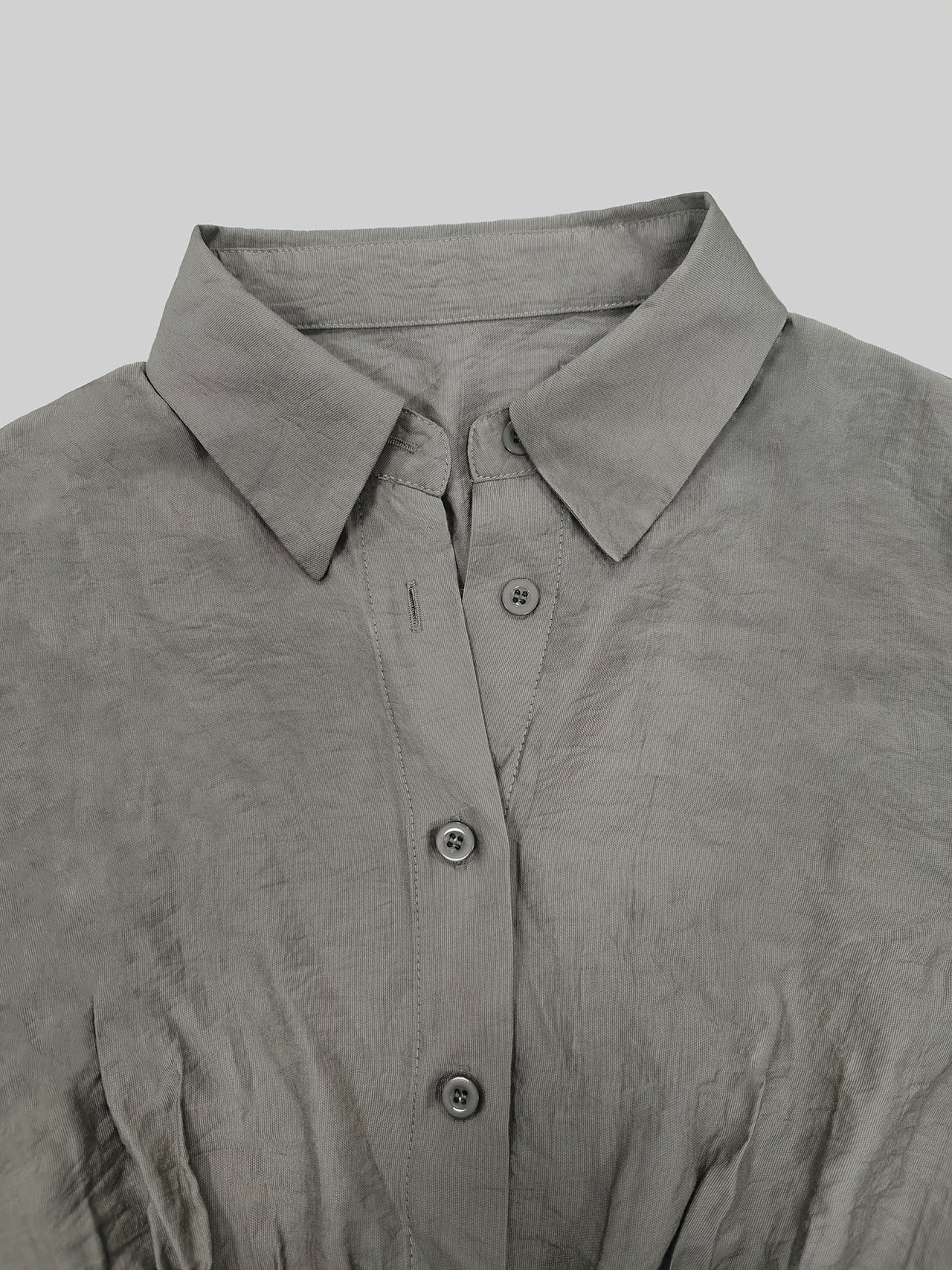 Spring Autumn French Elegant Collared Breasted Shirt Dress with Belt Dress - Modestly Vogue 