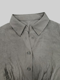 Spring Autumn French Elegant Collared Breasted Shirt Dress with Belt Dress - Modestly Vogue 