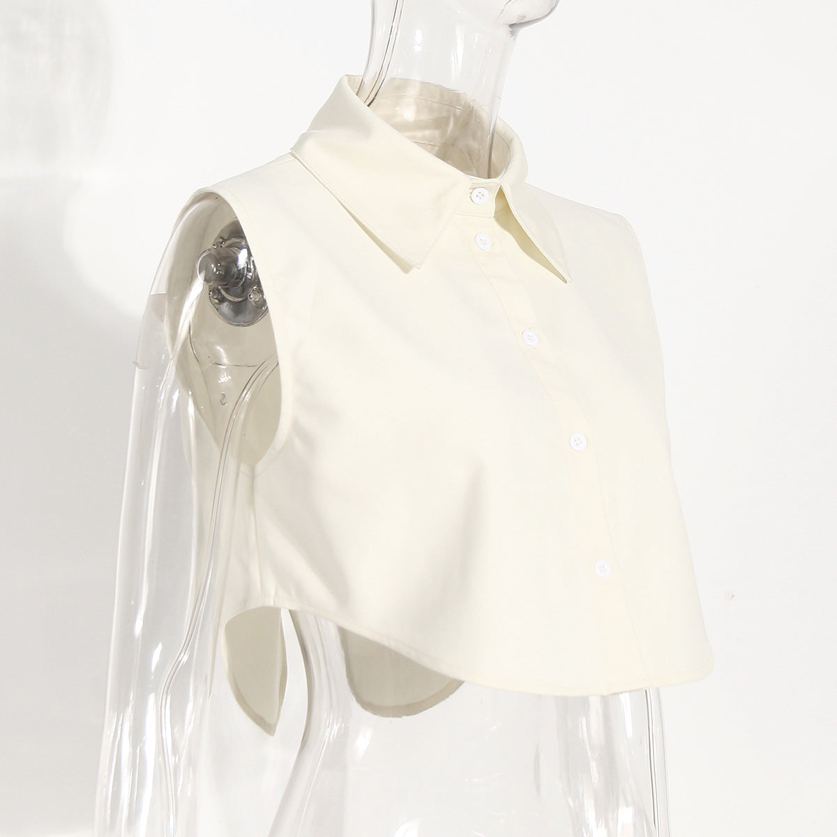 Neutral Two-Piece Set Women Spring Vest Shawl Suit Sleeveless Short Shirt Personality Sneaky Design Suit - Modestly Vogue 