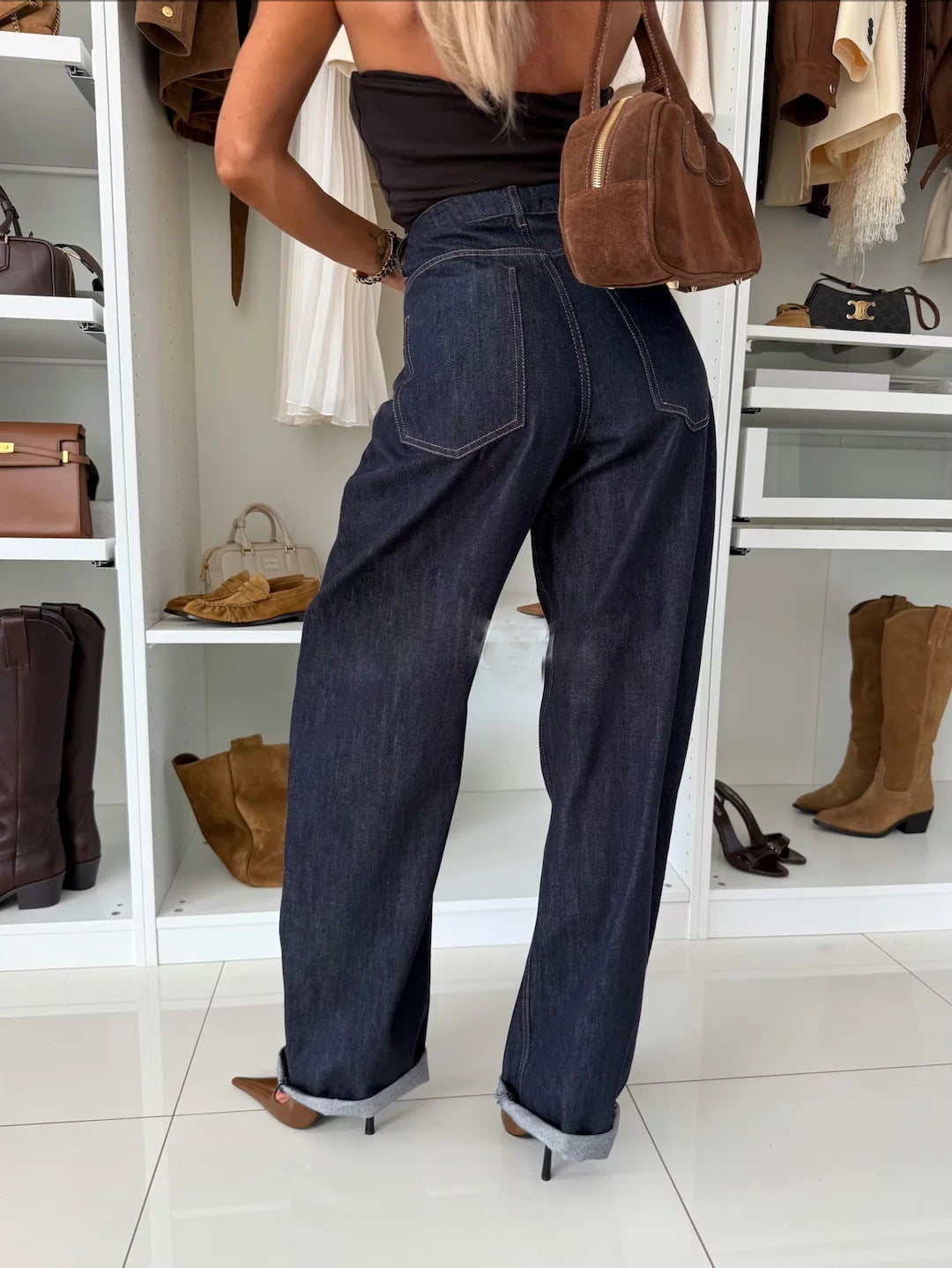 Blue Jean Wide Leg Denim Pants Sets - Modestly Vogue 