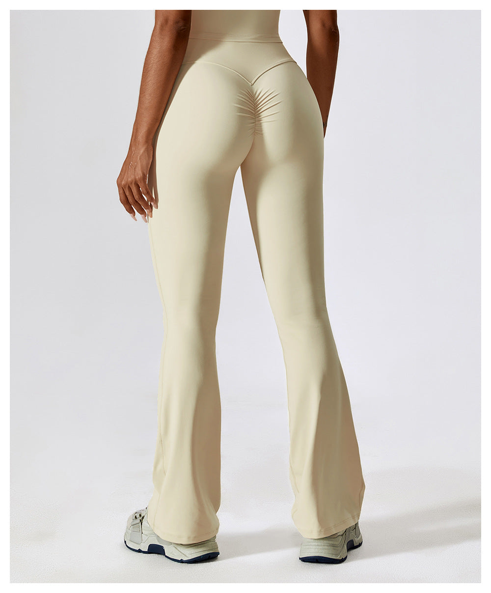 Nude Feel High Waist Yoga Pants – Hip Lifting, Bell Bottom Bootcut