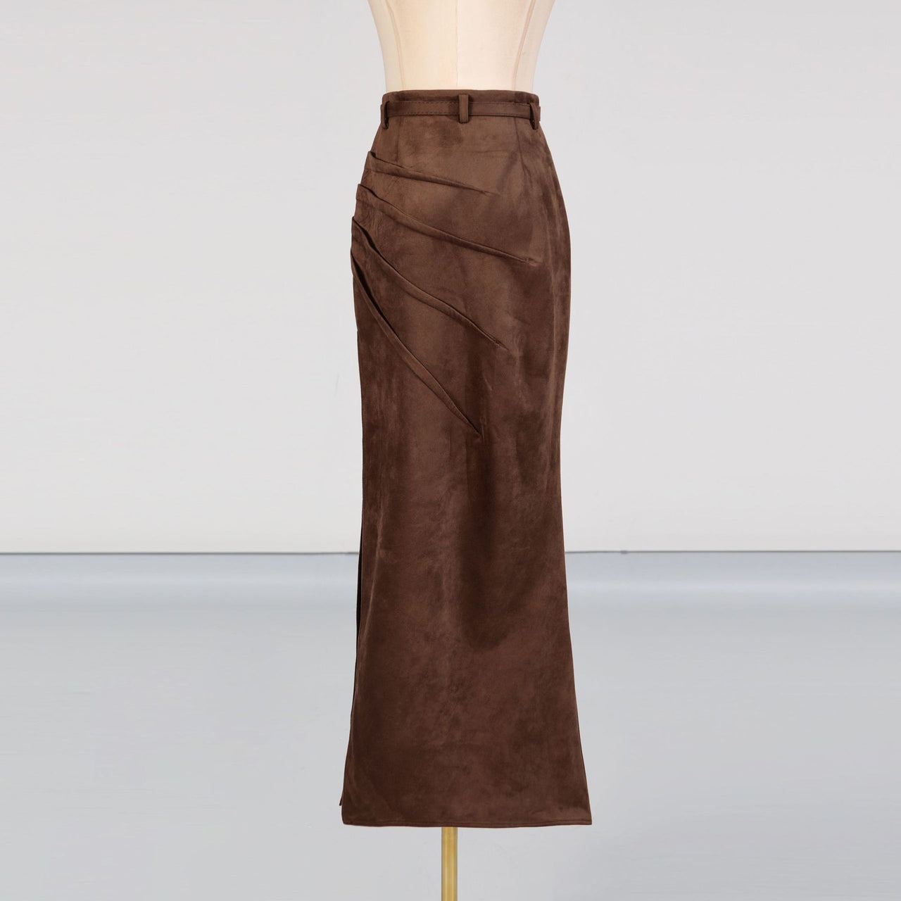 Personalized Street High Slit Long Skirt Autumn Pleating Lace up Fashionable Niche Skirt