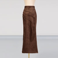 Personalized Street High Slit Long Skirt Autumn Pleating Lace up Fashionable Niche Skirt