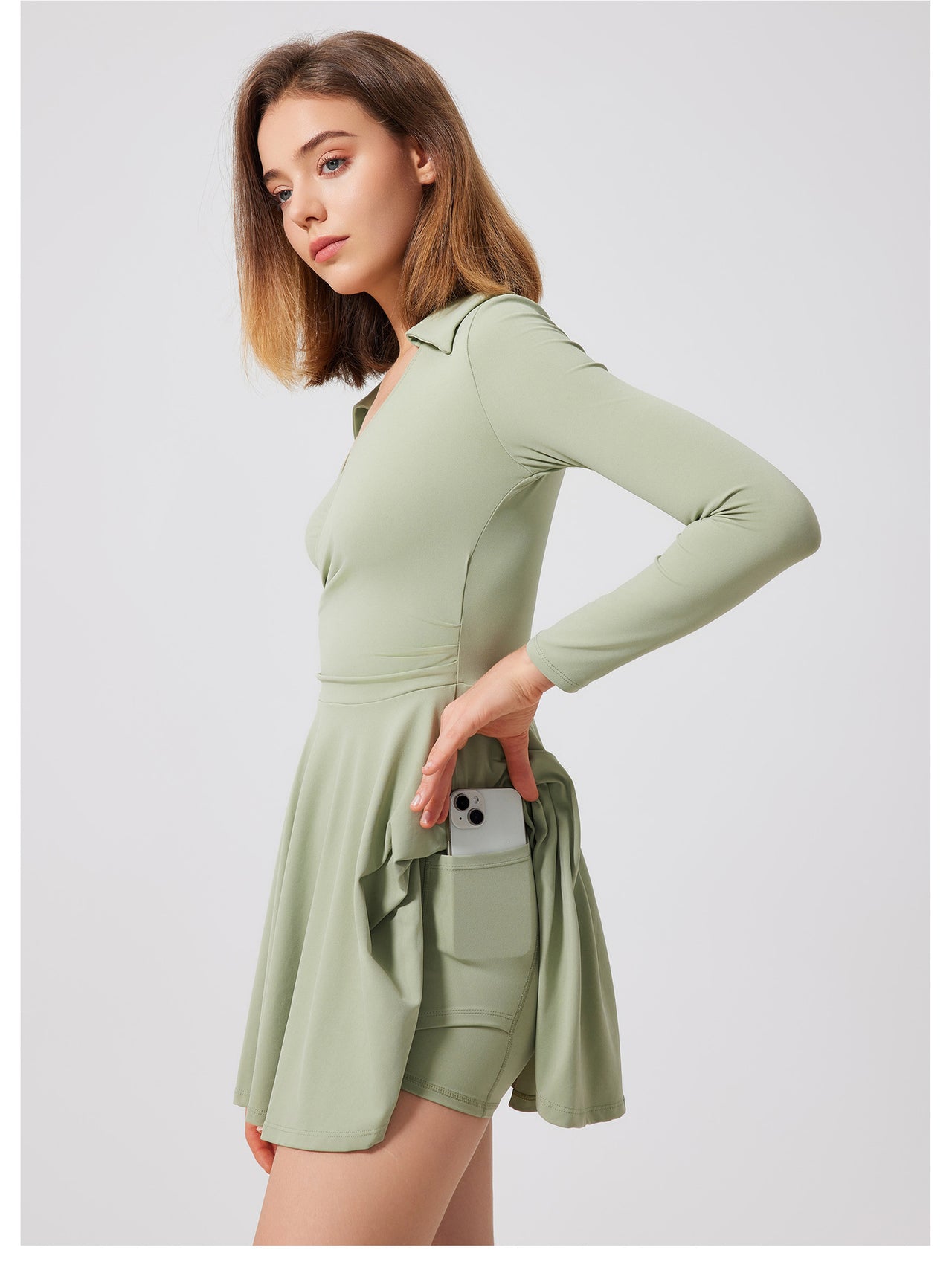Anti Exposure Two Pieces Tennis Suit Running Top Casual Breathable Workout Clothes Long Sleeve Nude Feel Yoga Clothes Suit - Modestly Vogue 