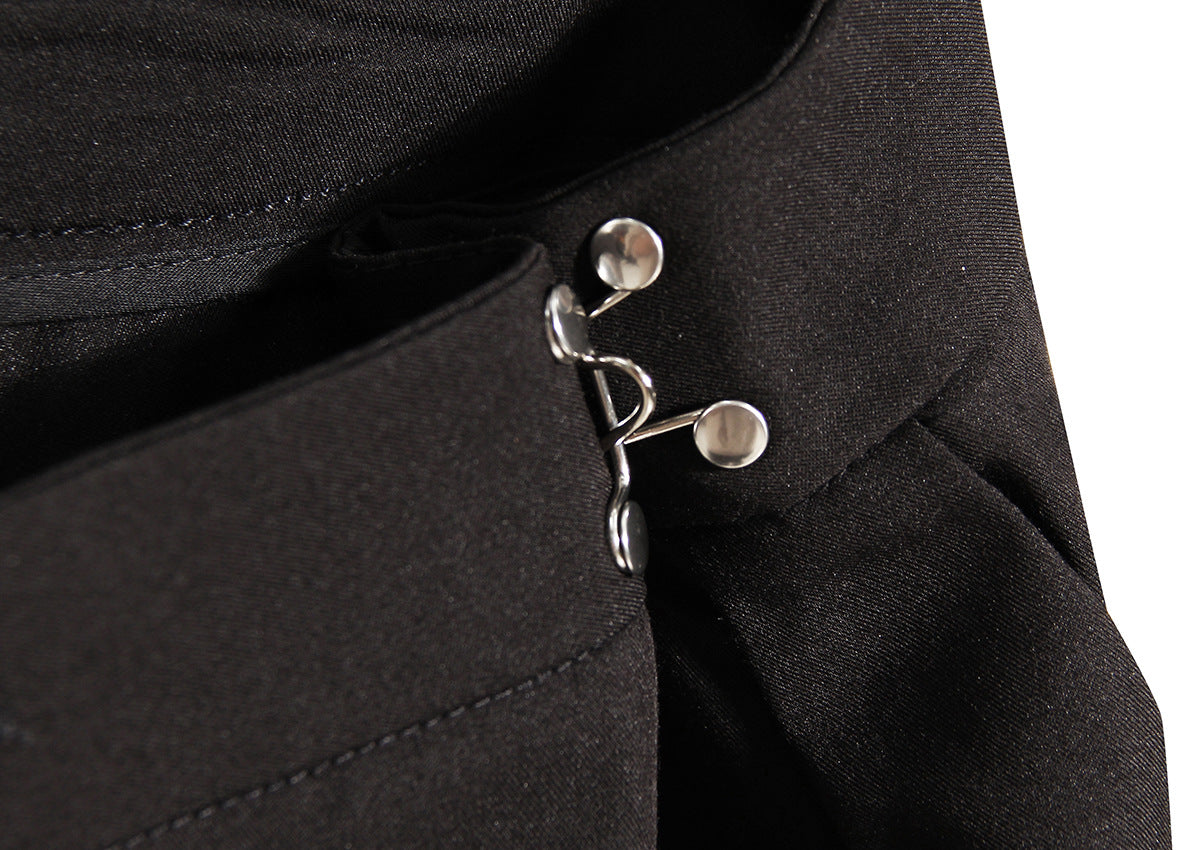 Neutral Classic All Matching Casual Pants Women Spring Summer High Waist on Both Sides Metal Buckle Slim Fit Flab Ankle Length Pants - Modestly Vogue 