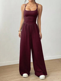 Suspender Women Casual Summer Wide Leg Loose Wrapped Chest Nipped Waist Jumpsuit - Modestly Vogue 