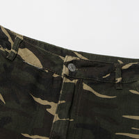 Earthtone High Street Retro Denim Camouflage Pants - Multi Pocket Workwear for Women