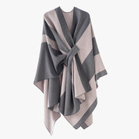 Double Sided Cape Shawl Outer Wear Women Striped Bar Shawl High Sense Cape Shawl