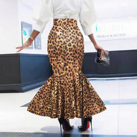 Leopard Print Figure-Flattering High Waist Flare Animal Print Skirt