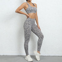 Leopard Print Yoga Clothes Beauty Back Tight Sports Suit Peach Hip Raise High Waist Fitness Suit Women
