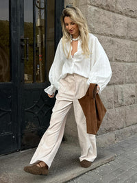 Cotton Corduroy Trousers Fall Retro Wide Leg Pants Loose Casual Trousers Women