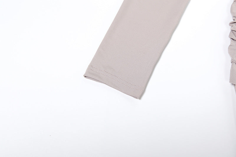 High Waist Ruched Elegant Long Sleeved Holiday Maxi Dress - Modestly Vogue 