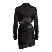 Dark Asymmetric Ruched Two Piece Outfit – Cropped Fall Set - Modestly Vogue 