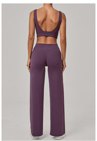 Double Shoulder Strap Bra & Straight Leg Yoga Trousers Set