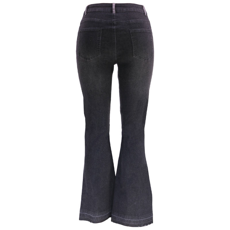 Autumn Women Clothing Denim Wide Leg Stitching Jeans Women - Modestly Vogue 