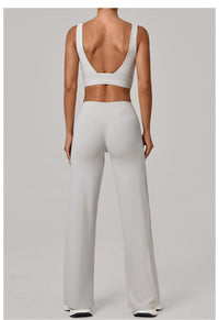 Double Shoulder Strap Bra & Straight Leg Yoga Trousers Set