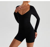 Deep V Plunge Neck Yoga Jacket – Cutout Beauty Back Fitness Outerwear