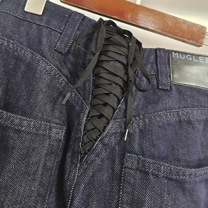 Black Denim Barrel Jeans Pants Trousers - Modestly Vogue 