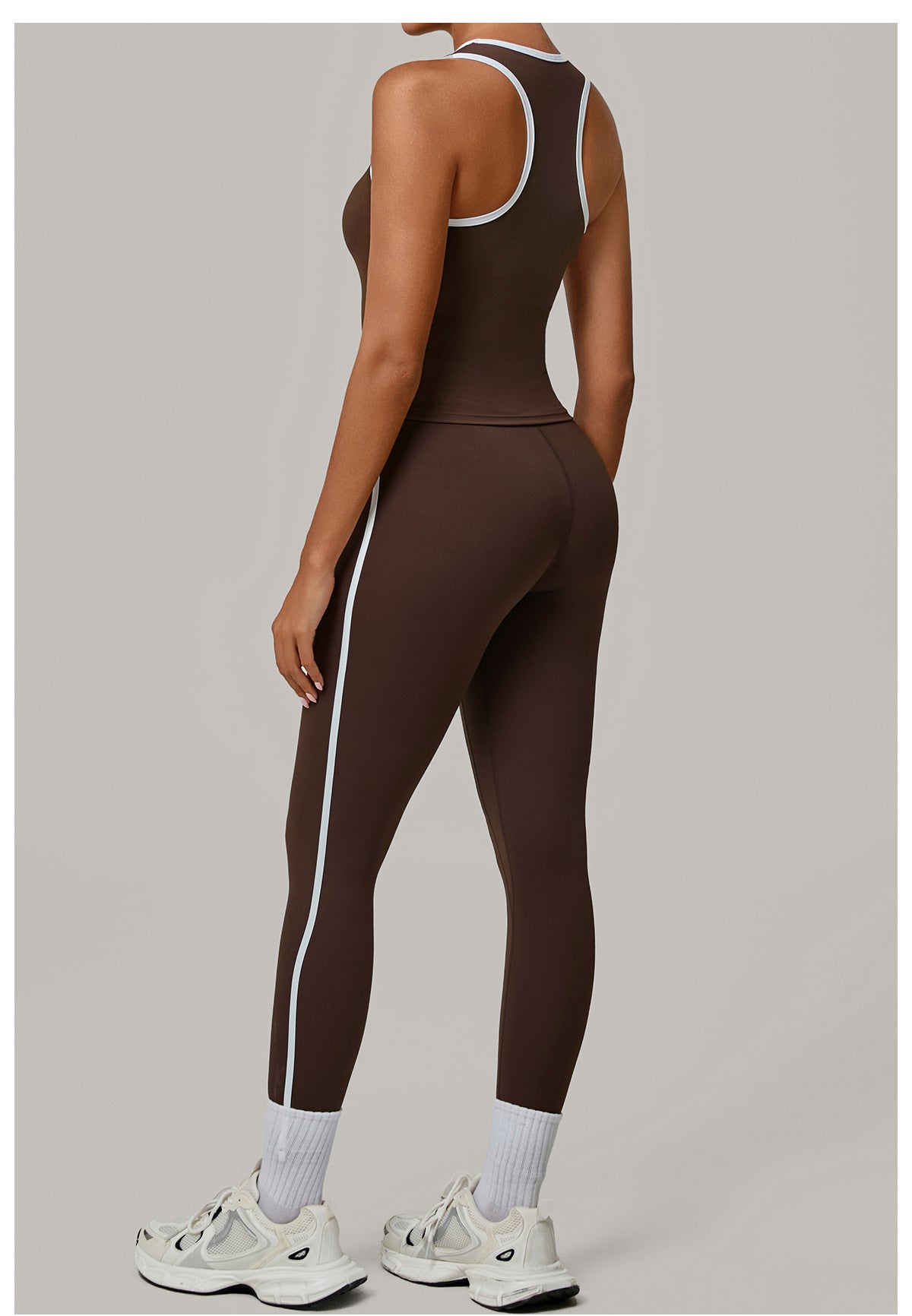 Sports Color Contrast Patchwork Tight Nude Feel Yoga Two Piece Sets Running Fitness Yoga Wear